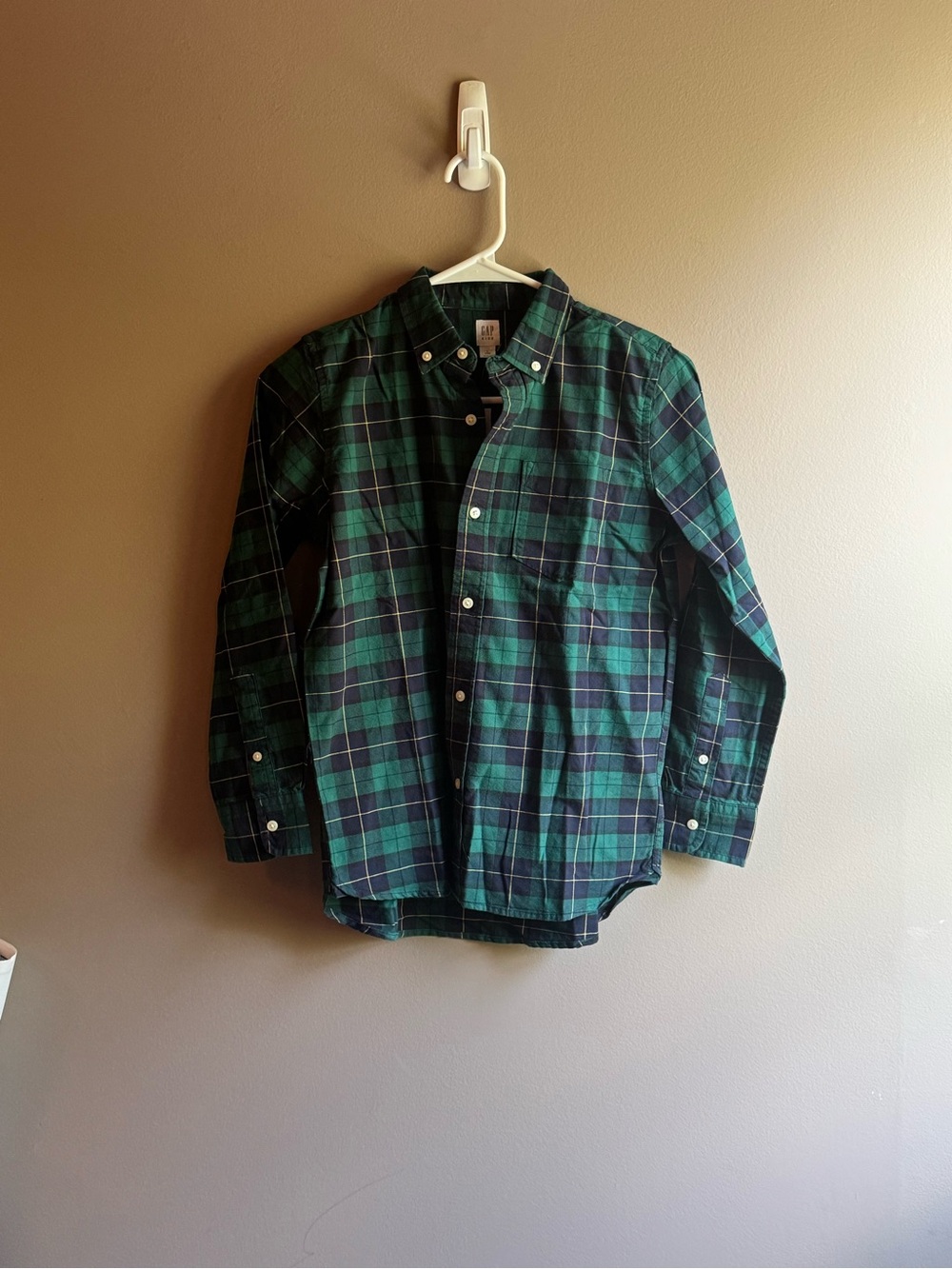 GAP Green and Navy Plaid Button-Down Shirt